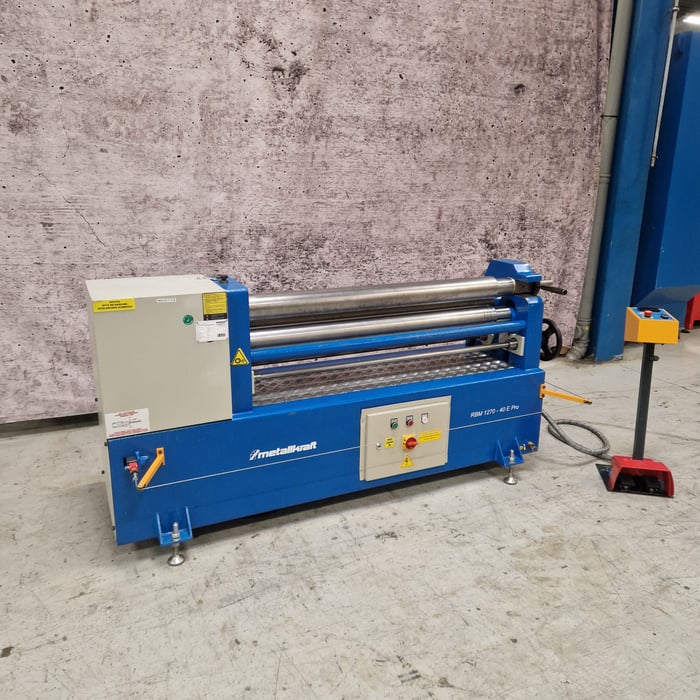 Used Metallkraft/Sahinler RBM 1270-40 E Pro motorized sheet roller - 1270 x 4 mm.
